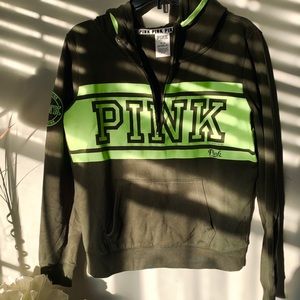 SOLD PINK Olive Green Zip Up Sweater